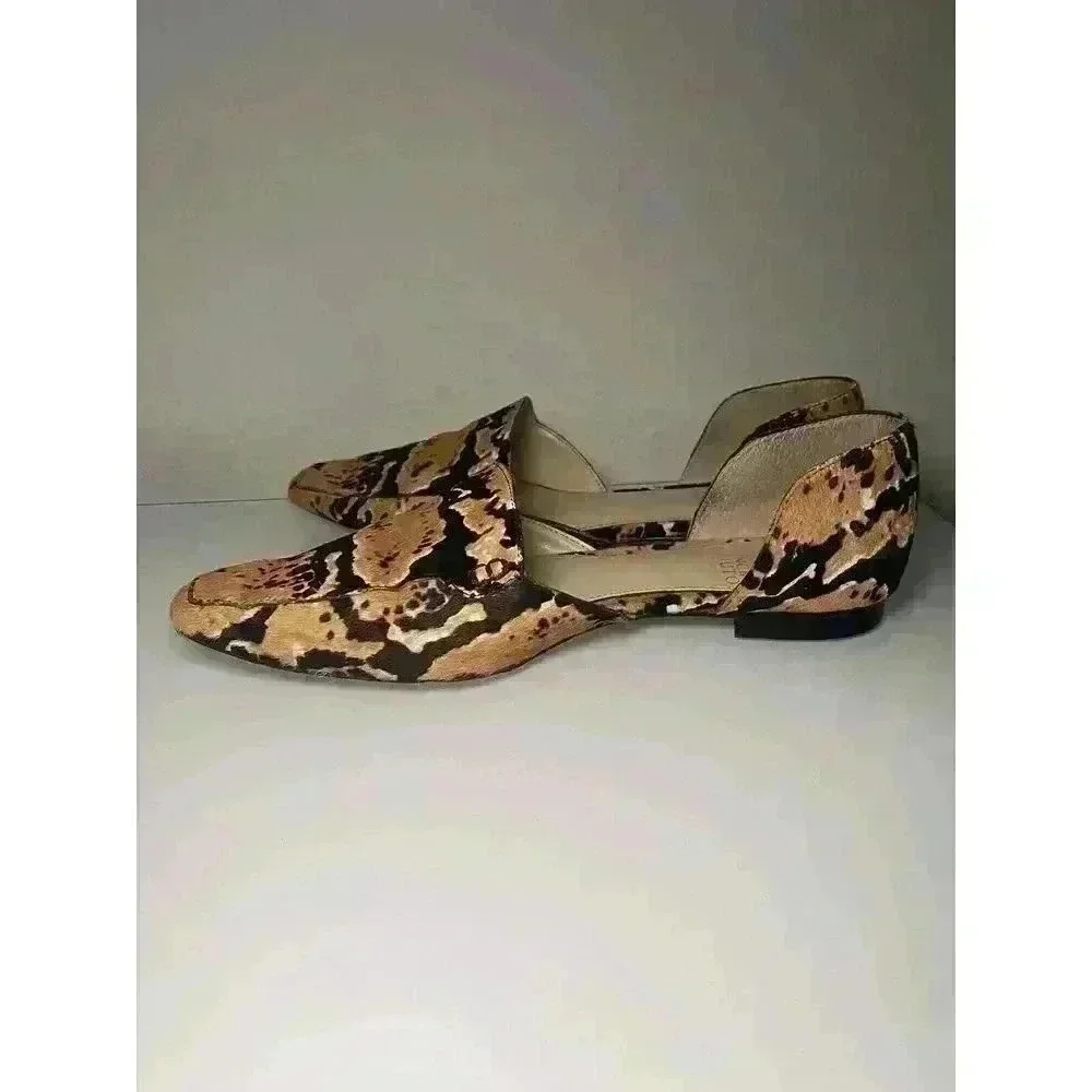 Vince Camuto Animal Print Real Cow Hair Kordie 3 Flats Size 7.5 Women's Unique